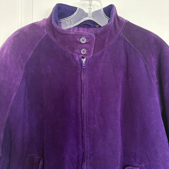 Vintage Purple Suede Leather Bomber Jacket from Korea Women’s Size Medium - Picture 2 of 6